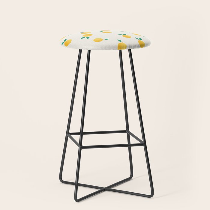Sunny Mediterranean Lemon Pattern  Summer Coastal Vibes Stool Gallery Image 1