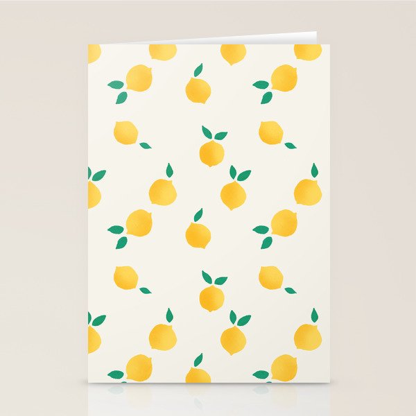 Sunny Mediterranean Lemon Pattern  Summer Coastal Vibes Stationery Card Gallery Image 2