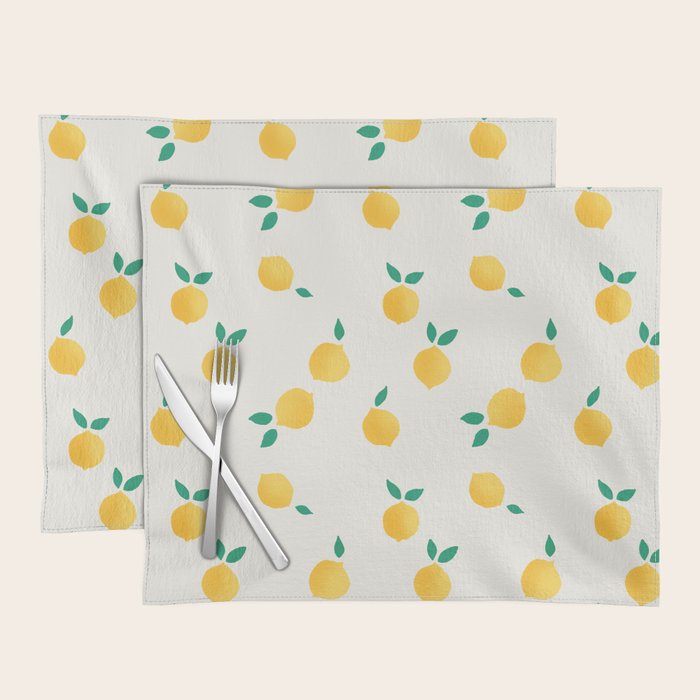 Sunny Mediterranean Lemon Pattern  Summer Coastal Vibes Placemat Gallery Image 1