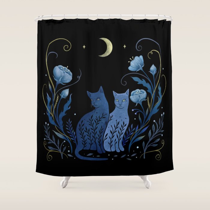 Two Cats Shower Curtain Gallery Image 1