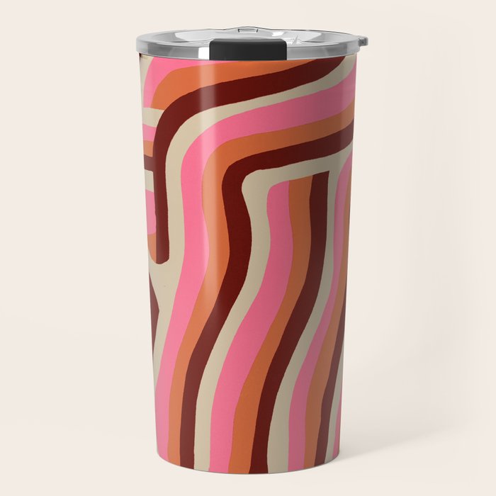 neon pink retro zebra Travel Mug Gallery Image 1