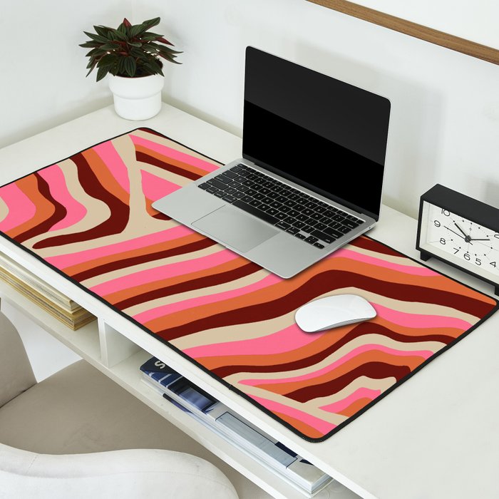 neon pink retro zebra Desk Mat Gallery Image 2