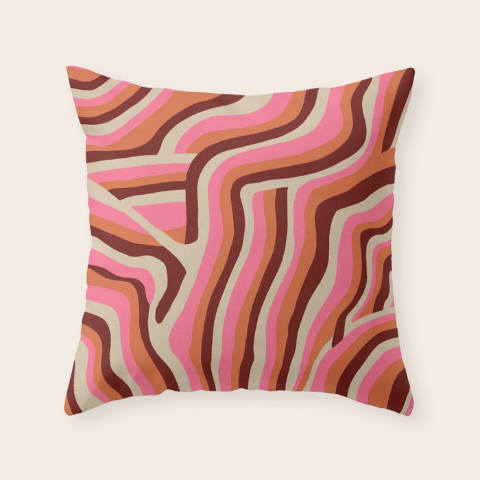neon pink retro zebra Throw Pillow Gallery Image 6