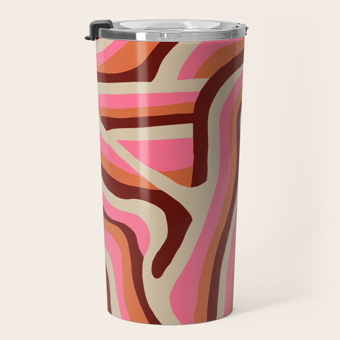 neon pink retro zebra Travel Mug Gallery Image 3