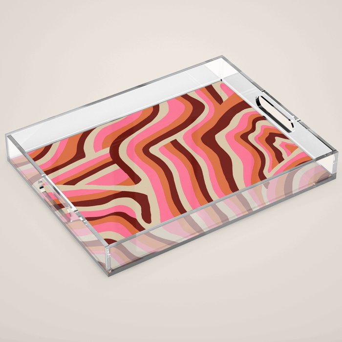 neon pink retro zebra Acrylic Tray Gallery Image 1