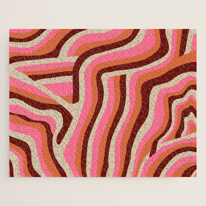 neon pink retro zebra Jigsaw Puzzle Gallery Image 1