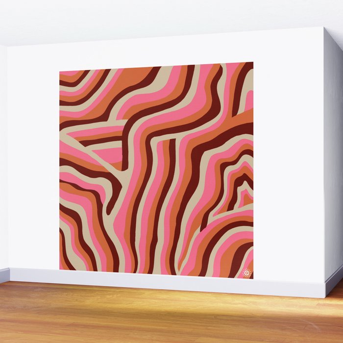 neon pink retro zebra Wall Mural Gallery Image 2