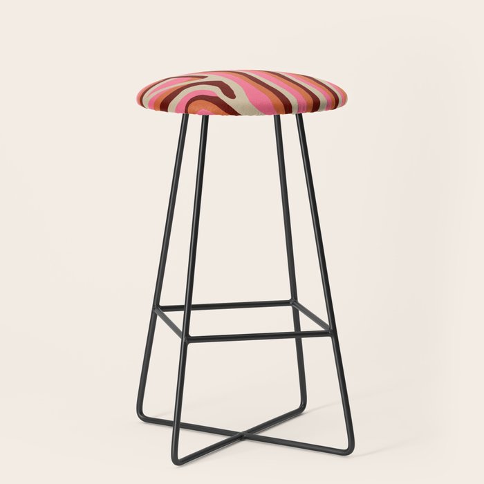 neon pink retro zebra Stool Gallery Image 1