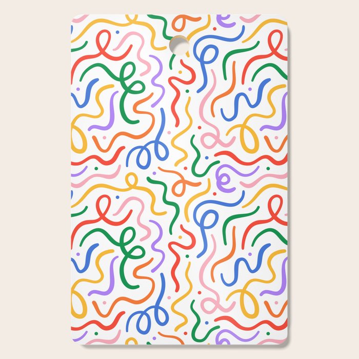 Colorful line doodle art pattern Cutting Board Gallery Image 1