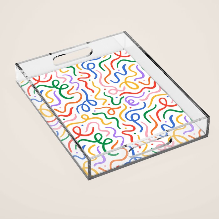Colorful line doodle art pattern Acrylic Tray Gallery Image 1