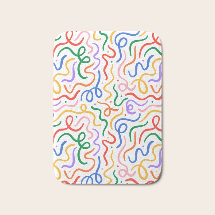 Colorful line doodle art pattern Bath Mat Gallery Image 1