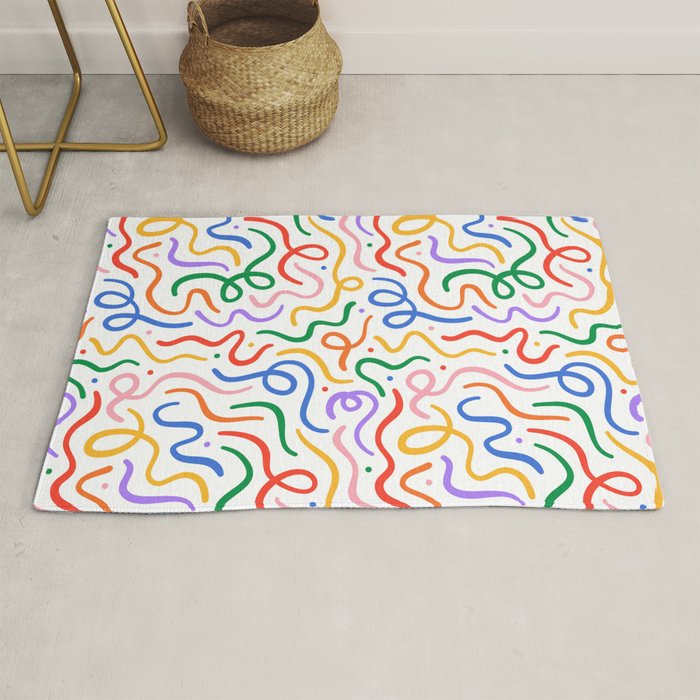 Colorful line doodle art pattern Rug Gallery Image 1