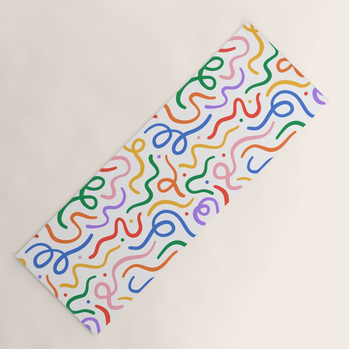 Colorful line doodle art pattern Yoga Mat Gallery Image 1