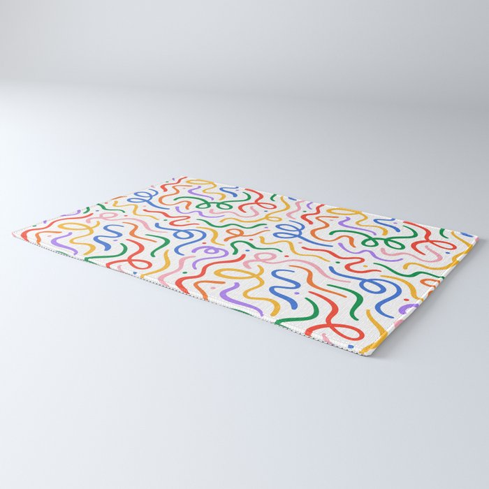 Colorful line doodle art pattern Rug Gallery Image 3