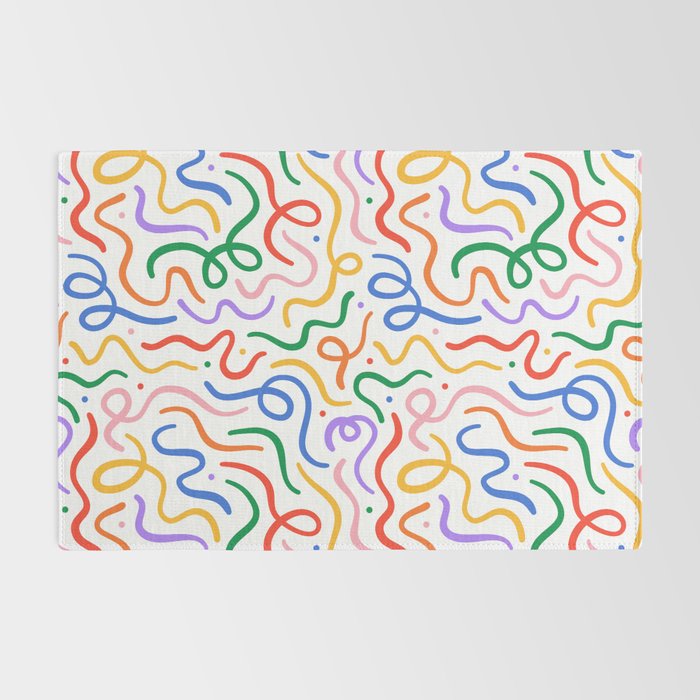 Colorful line doodle art pattern Rug Gallery Image 2