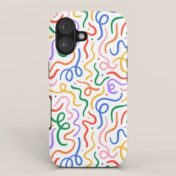 Colorful line doodle art pattern iPhone Case Gallery Image 1