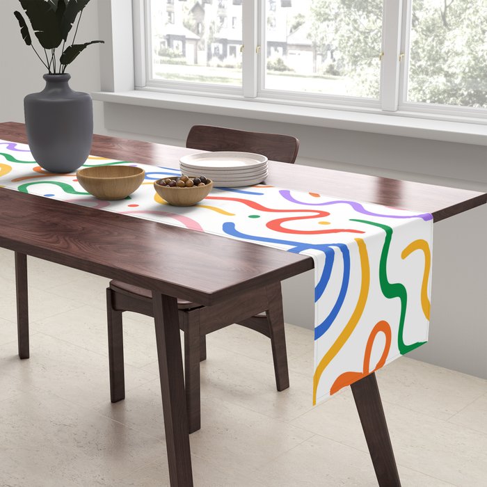 Colorful line doodle art pattern Table Runner Gallery Image 2