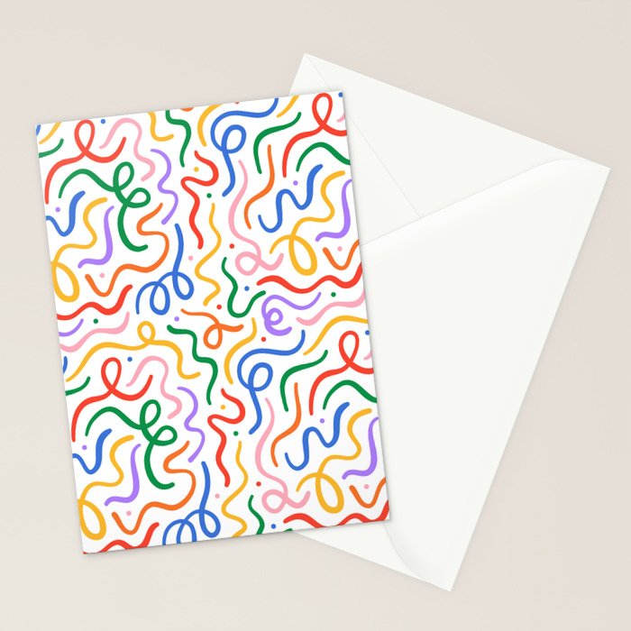 Colorful line doodle art pattern Stationery Card Gallery Image 2