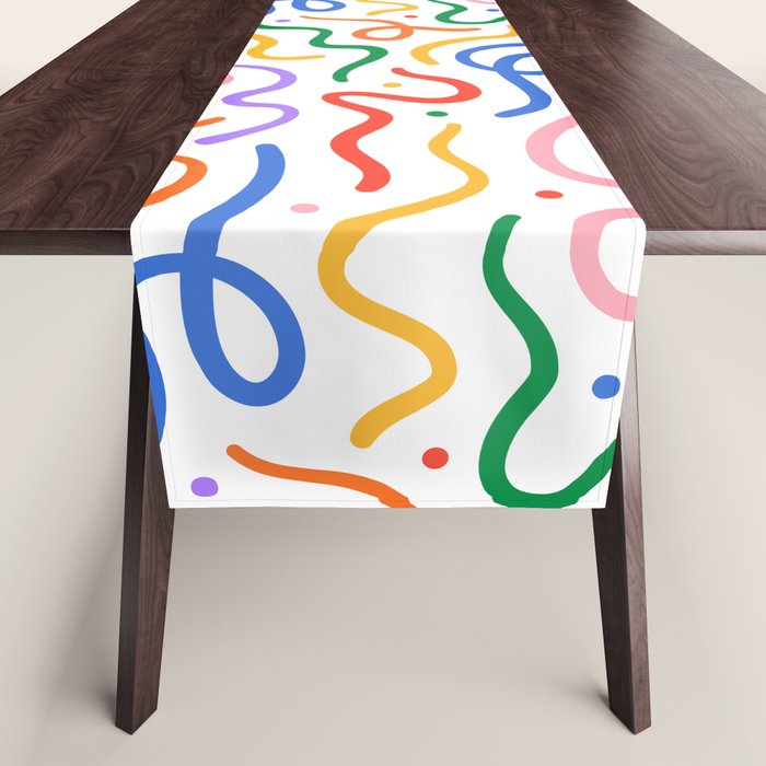 Colorful line doodle art pattern Table Runner Gallery Image 1