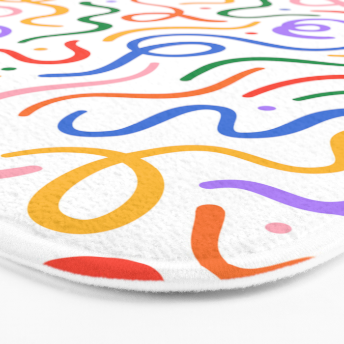 Colorful line doodle art pattern Bath Mat Gallery Image 3
