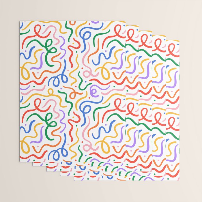 Colorful line doodle art pattern Wrapping Paper Gallery Image 3