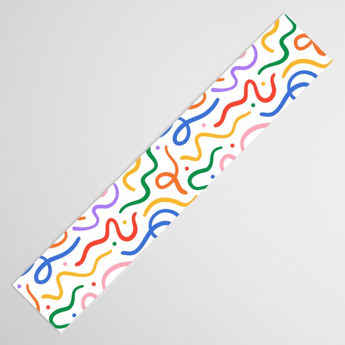 Colorful line doodle art pattern Table Runner Gallery Image 3
