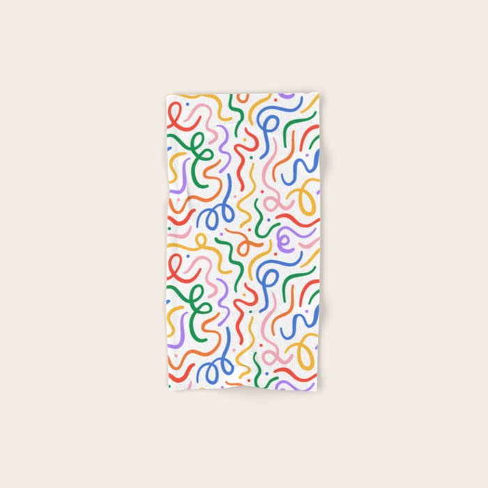 Colorful line doodle art pattern Bath Towel Gallery Image 1