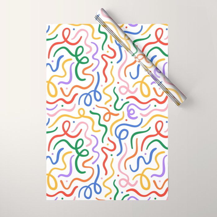 Colorful line doodle art pattern Wrapping Paper Gallery Image 1