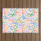 Colorful line doodle art pattern Outdoor Rug Gallery Image 1