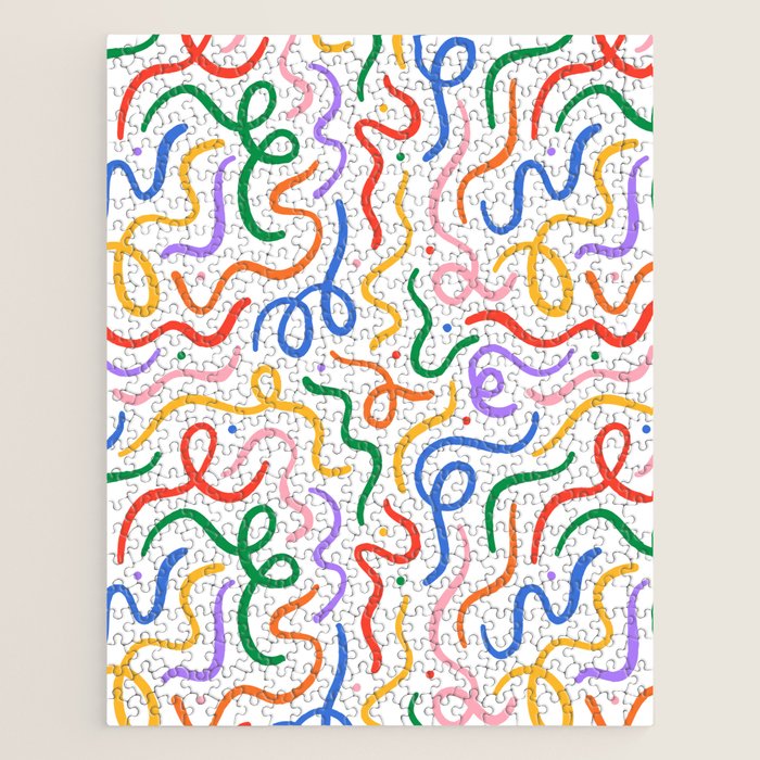 Colorful line doodle art pattern Jigsaw Puzzle Gallery Image 1