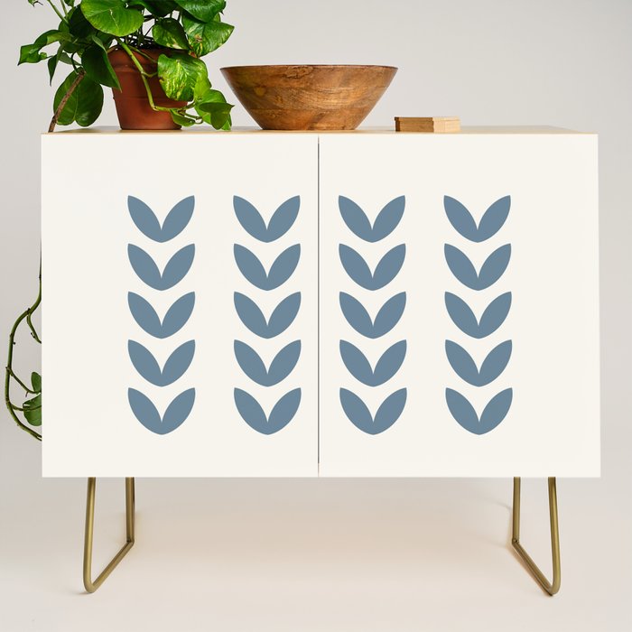 Leaf Pattern Pastel Blue - Scandinavian Credenza Gallery Image 1