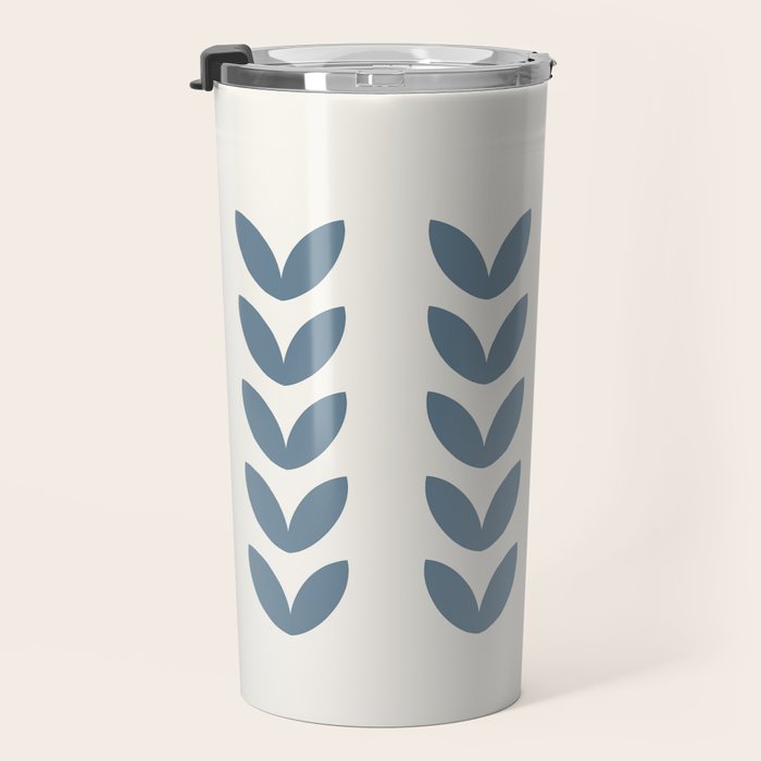 Leaf Pattern Pastel Blue - Scandinavian Travel Mug Gallery Image 3