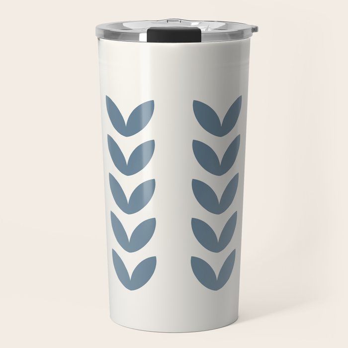 Leaf Pattern Pastel Blue - Scandinavian Travel Mug Gallery Image 1