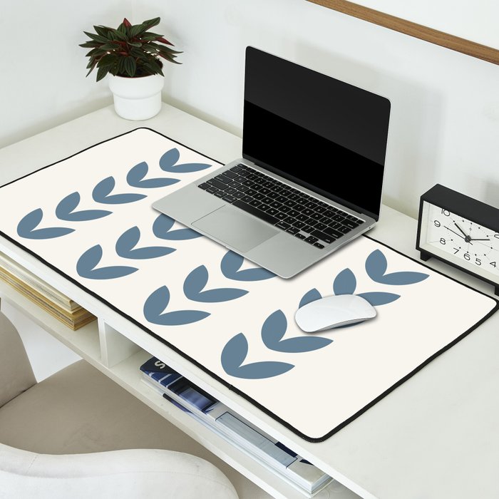 Leaf Pattern Pastel Blue - Scandinavian Desk Mat Gallery Image 2