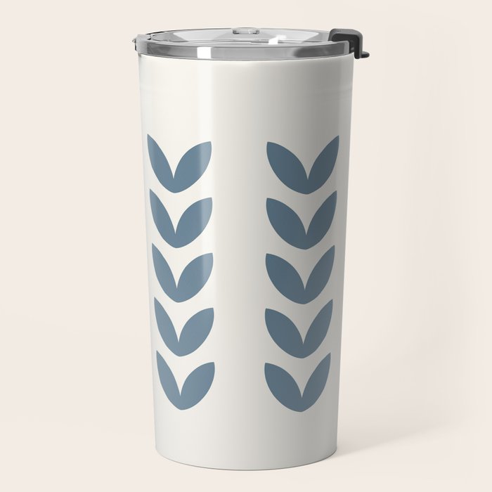 Leaf Pattern Pastel Blue - Scandinavian Travel Mug Gallery Image 2