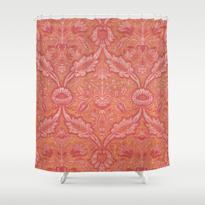 Vintage Pink Floral Shower Curtain Gallery Image 1