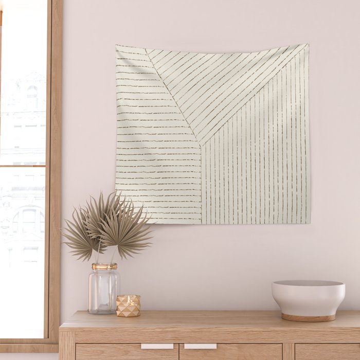 Lines (Cream & Chocolate) Wall Tapestry Gallery Image 2