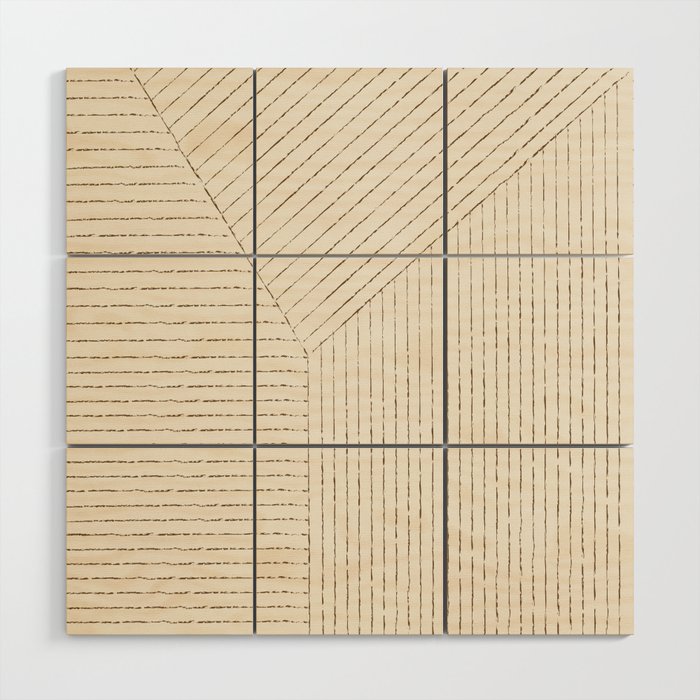 Lines (Cream & Chocolate) Wood Wall Art Gallery Image 1