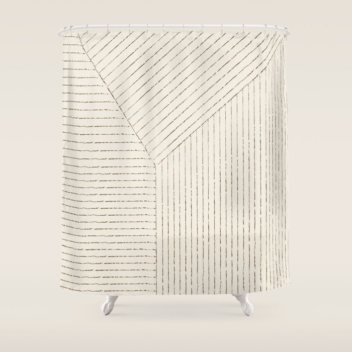 Lines (Cream & Chocolate) Shower Curtain Gallery Image 1