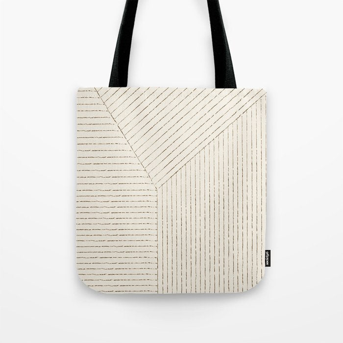 Lines (Cream & Chocolate) Tote Bag Gallery Image 1
