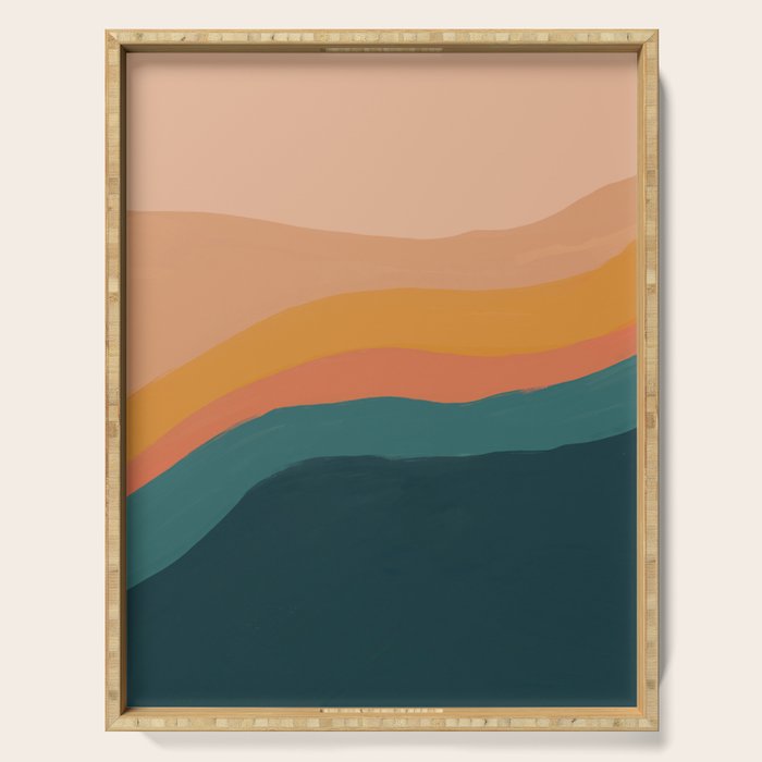 Waves On Sunset Hill | Waves Texture Design Serving Tray Gallery Image 1