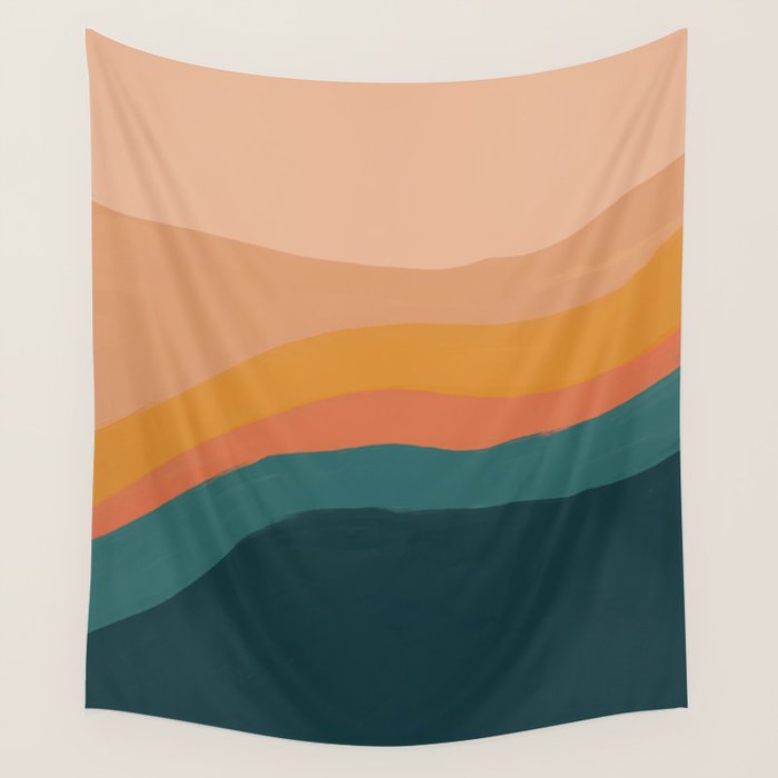 Waves On Sunset Hill | Waves Texture Design Wall Tapestry Gallery Image 4