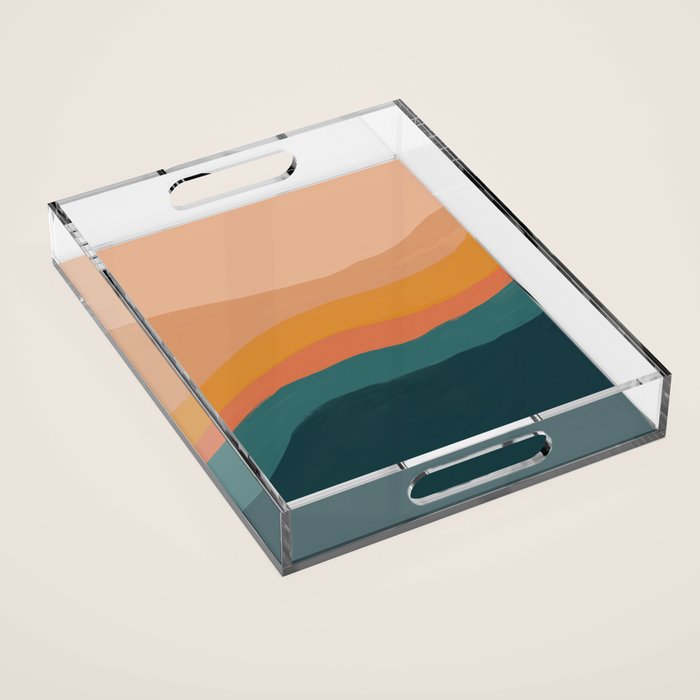 Waves On Sunset Hill | Waves Texture Design Acrylic Tray Gallery Image 1