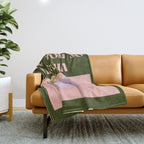 I love you so matcha - a matcha latte illustration in forest green and pink Throw Blanket Gallery Image 1