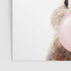 Brown Bunny Blowing Bubble Gum, Pink Nursery, Baby Animals Art Print by Synplus Poster Gallery Image 3