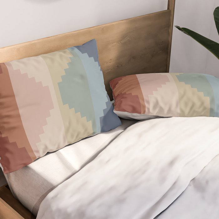 Geometric Aztec Pyramid Pattern III Pillow Sham Gallery Image 2