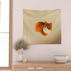 Orange Fluffy Kitten Japanese vintage Woodblock Print Wall Tapestry Gallery Image 2