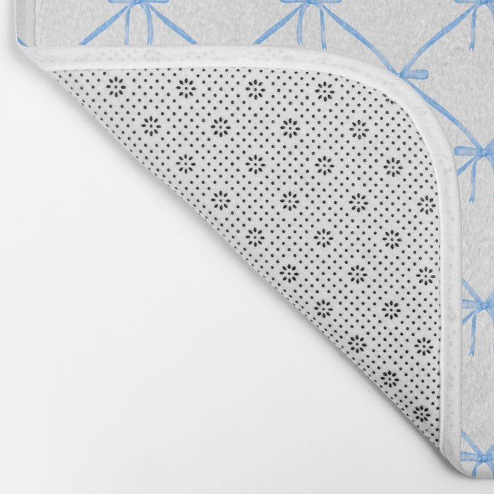 Bows & Ribbons Pattern VII Baby Blue Bath Mat Gallery Image 2