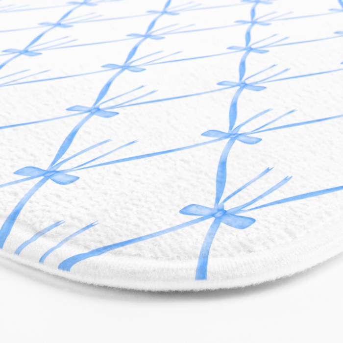 Bows & Ribbons Pattern VII Baby Blue Bath Mat Gallery Image 3