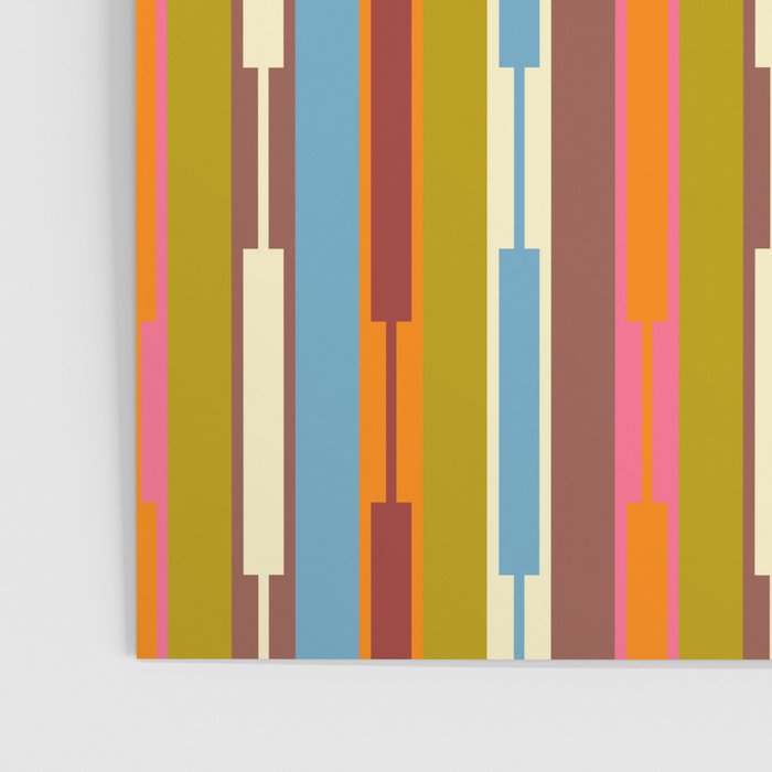 Retro Geo Chain Vertical Block Stripes Geometric Pattern Poster Gallery Image 3